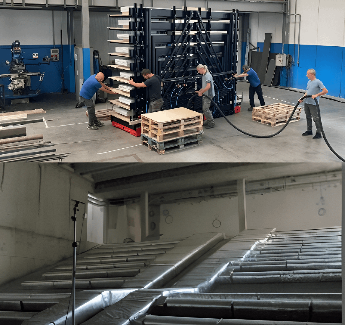 Futuristic interior hallway with curved walls and white minimalist design